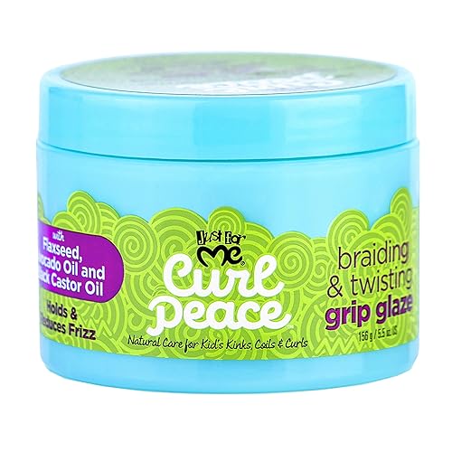 Just For Me Curl Peace Braiding & Twisting Grip Glaze - Holds & Reduces Frizz, Contains Flaxseed, Avocado Oil & Black Castor Oil, Nourishes