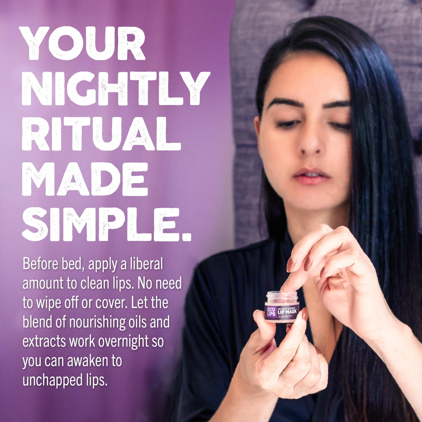 Eco Lips Blackberry Intensive Overnight Lip Mask 2-pack (0.39 oz.)- Repair & Restore Dry, Cracked, Chapped Lips Overnight - 100% USDA Organic Lip Care