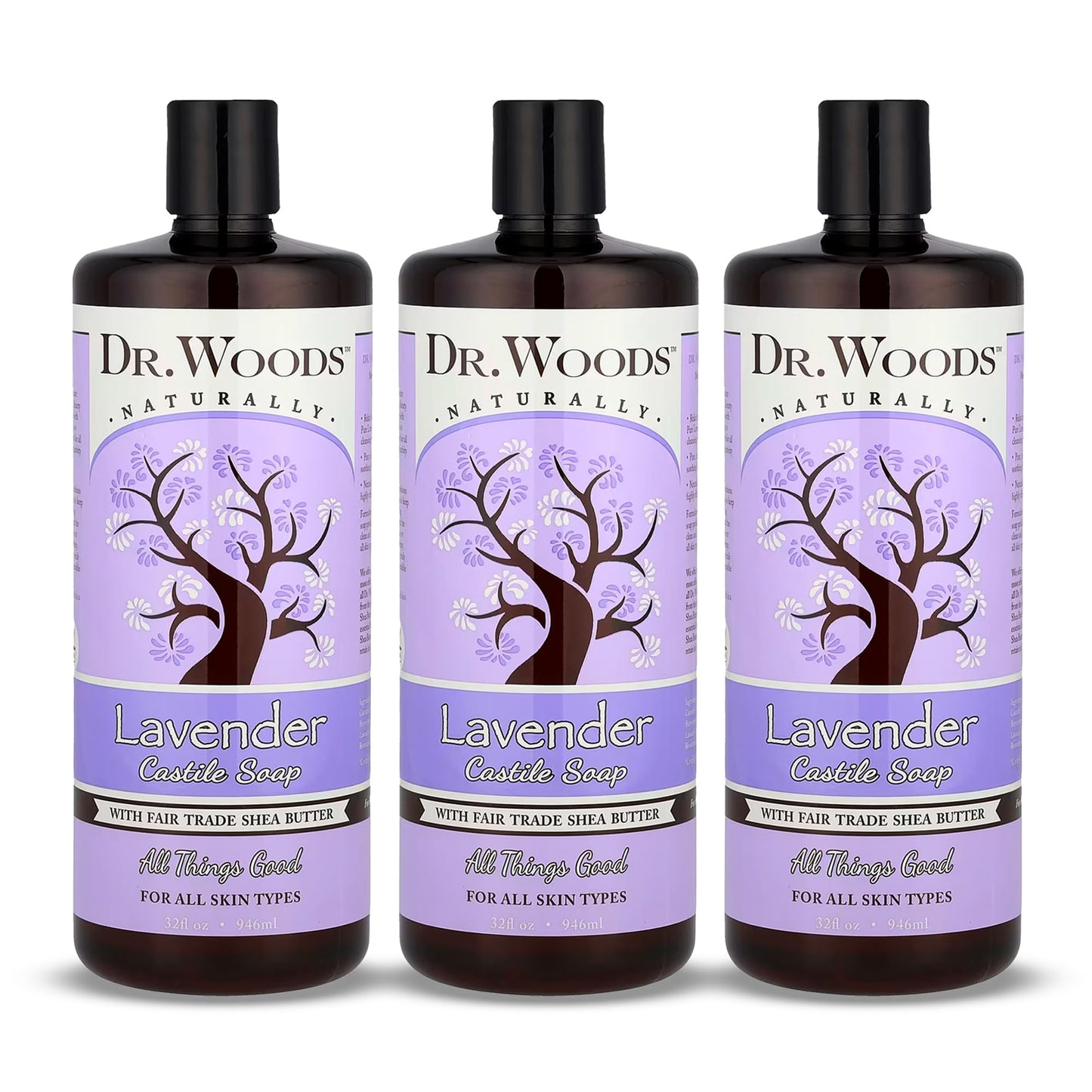 Dr. Woods Lavender Liquid Castile Soap - Castile Soap with Pure Lavender Oil, Body Wash for Men and Women, Organic Shea Butter, Natural Cleaner