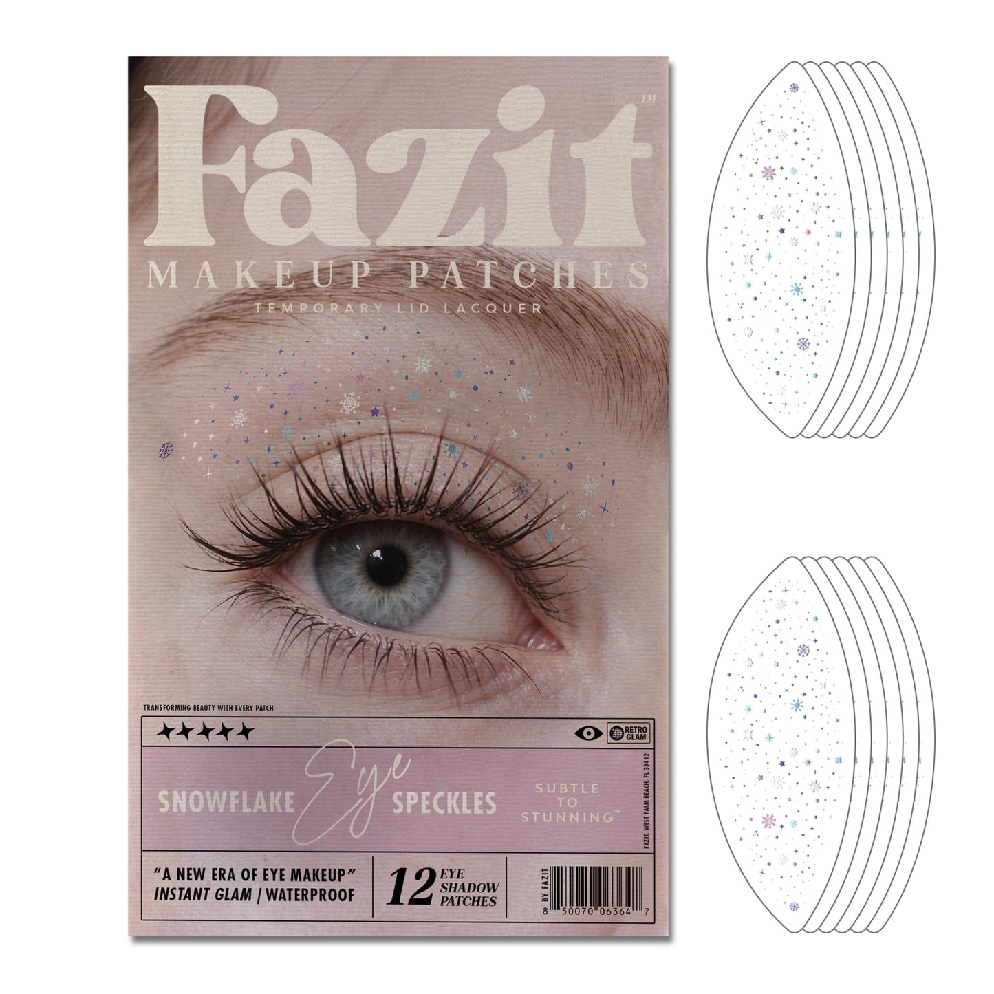 Fazit Makeup Patches - Snowflake Eye Speckles - Glow Up Make-Up Patches - Cute Glitter Makeup Accessories for Women - Cosmetic Glitter for Face