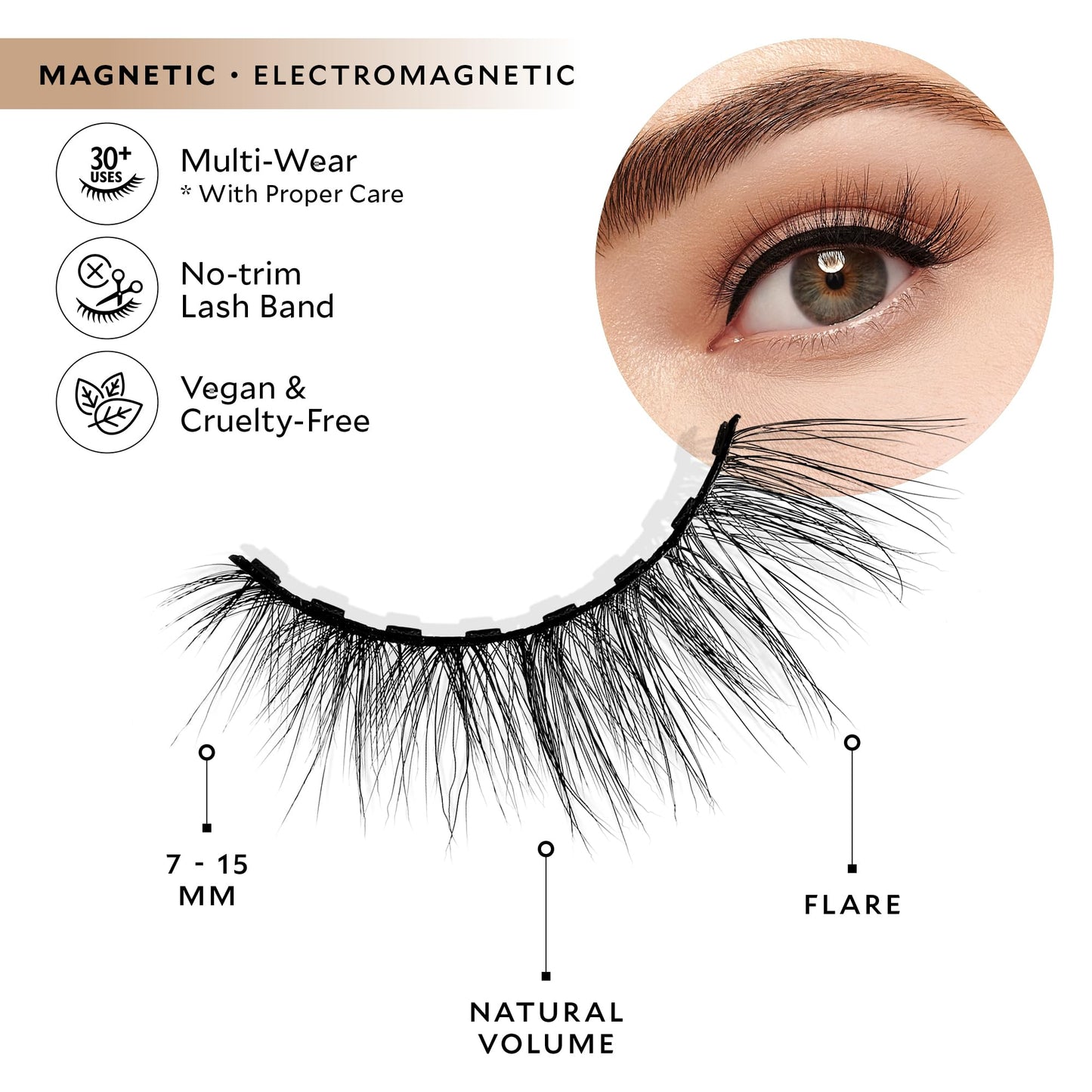 VeVelour Magnetic Eyelashes, Luxurious False Eyelashes, Reusable Lashes, Wear up to 30x & Vegan, All Eye Shapes, Natural Lashes, Magnetic Eyeliner not