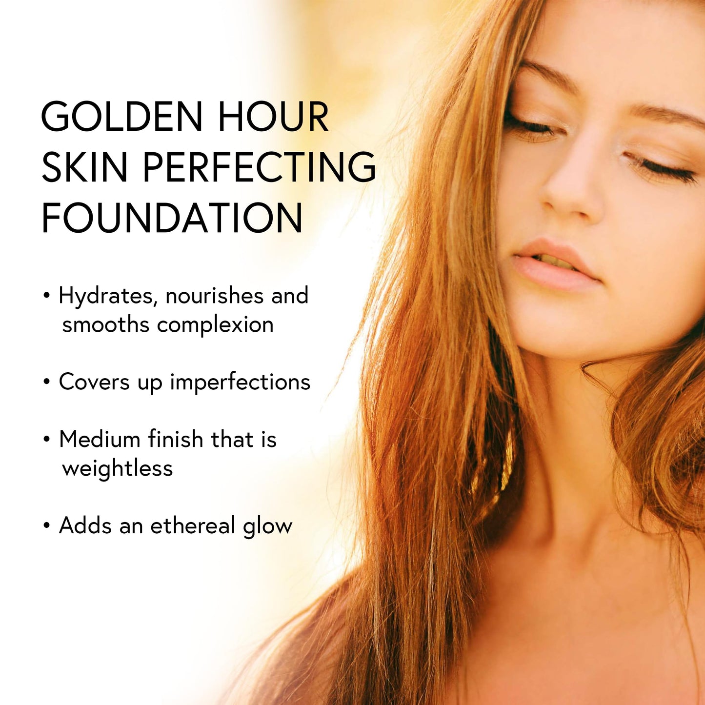 Honeybee Gardens Golden Hour Foundation In Luminous, Lightly Warm Neutral, Skin-Perfecting, Luminous Finish, Vegan, 34.5ml