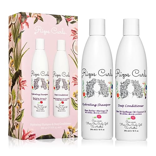 Rizos Curls Wash Day Bundle - Hydrating Shampoo & Deep Conditioner Set with Shea Butter for Every Curl Pattern 1a-4c - Gently Cleanses, Moisturizes