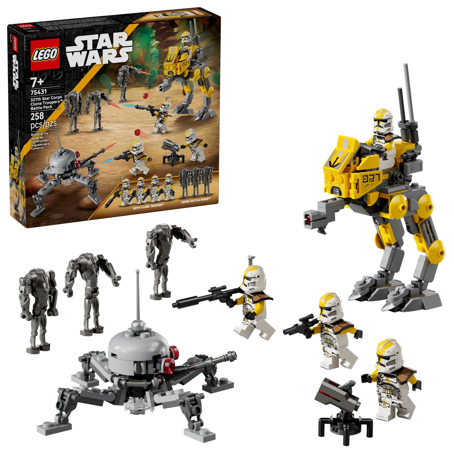 LEGO Star Wars 327th Star Corps Clone Troopers Battle Pack, Buildable Toy Set for Kids Ages 7+, Collectible Model Kit & Gift Idea, 75431