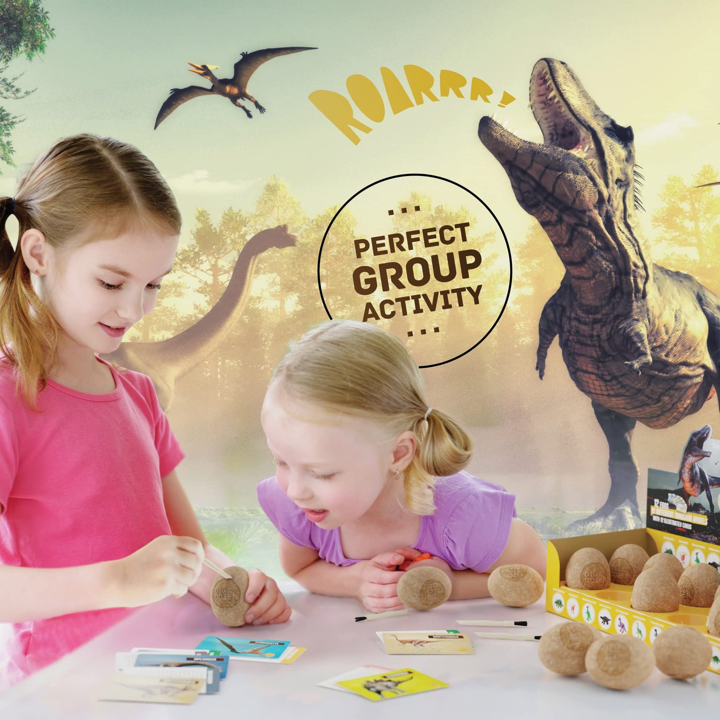 Dan&Darci Dig a Dozen Dino Egg Kit – Dinosaur Toys for Kids Ages 3-12, 12 Surprise Dino Eggs, STEM Science Activity & Party Gift
