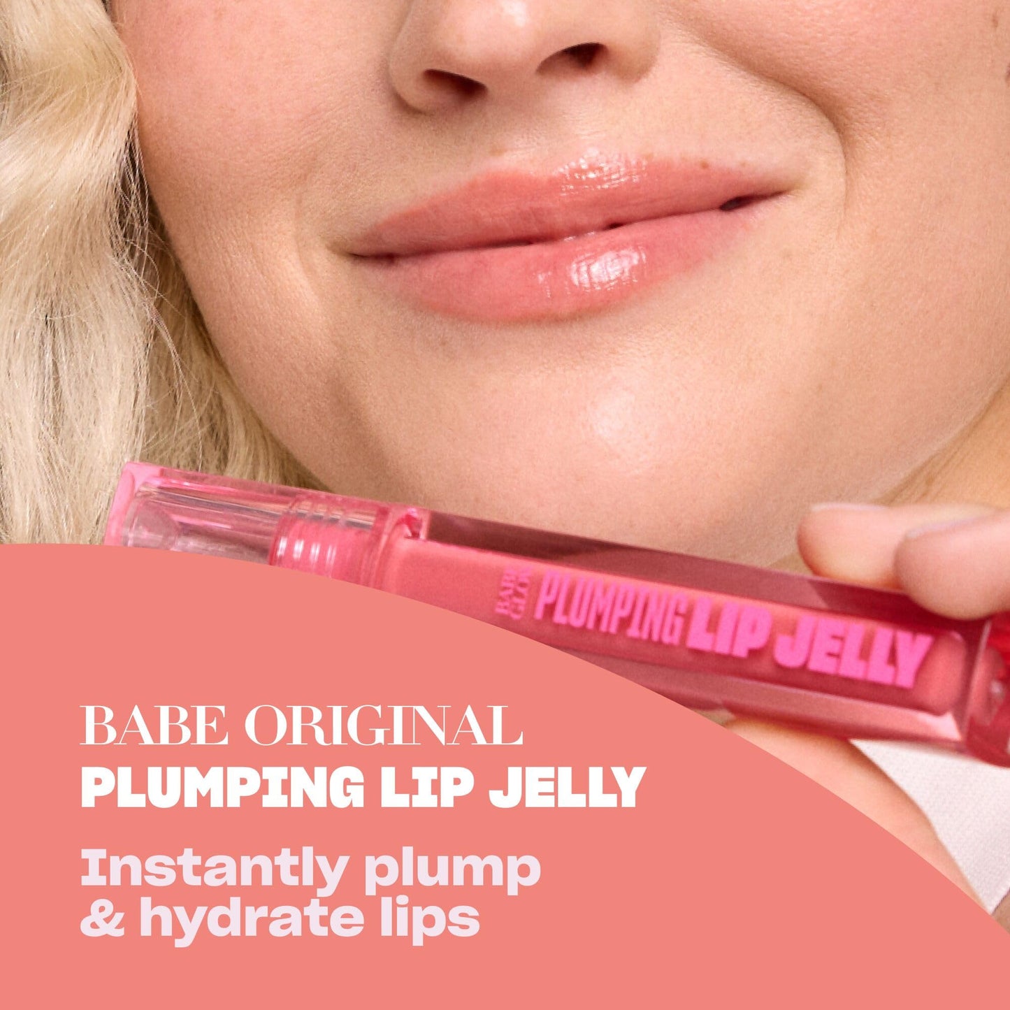 BABE ORIGINAL Plumping Lip Jelly for Fuller Looking Lips | Lip Gloss with Peptides Hyaluronic Acid Plumps & Hydrates Lips | Cruelty-Free, Vegan
