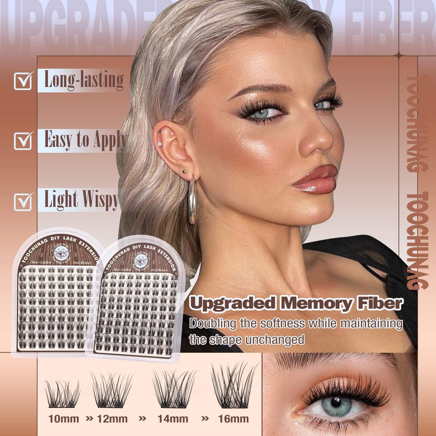 TOOCHUNAG Natural Lash Clusters Wispy Eyelash Clusters D Curly Volume Individual Lashes 10-16MM Cluster Eyelash Extensions DIY Lash Extension Thin Beauty and Personal Care TOOCHUNAG