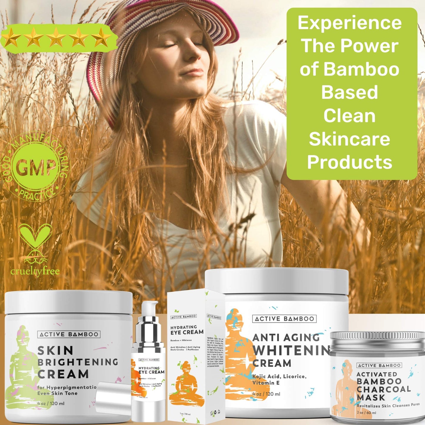 Active Bamboo Radiance Cream. Anti Aging Skin Radiance Glow Cream. Dark Spot Corrector as Day Night Moisturizing Cream. 4 Oz