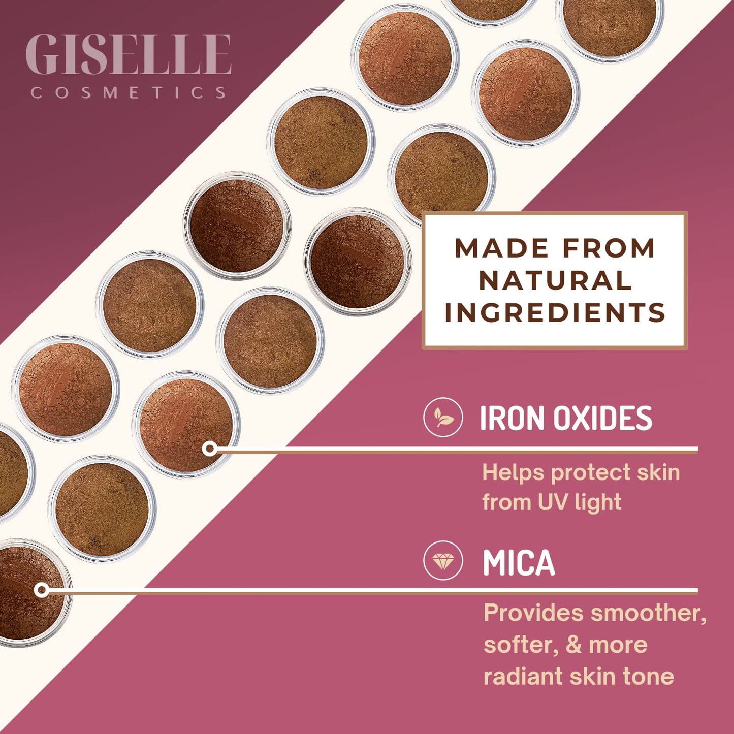 Giselle Cosmetics Gold Digger Loose Mineral Bronzer - Natural Face Powder, Highlighter Makeup, Contour Powder, Blush Palette, Matte Bronzer, Eyeshadow