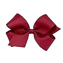 Wee Ones Girls' Plain Wrap Classic Grosgrain Hair Bows on a WeeStay No-Slip Hair Clip, Handmade, Medium, Cranberry
