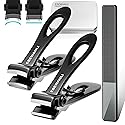 EBEWANLI Nail Clippers Set, Toe Nail Clippers for Men, 17mm Wide Jaw Opening Toenail Clippers for Thick Toenails, Straight and Curved Blade Heavy Duty