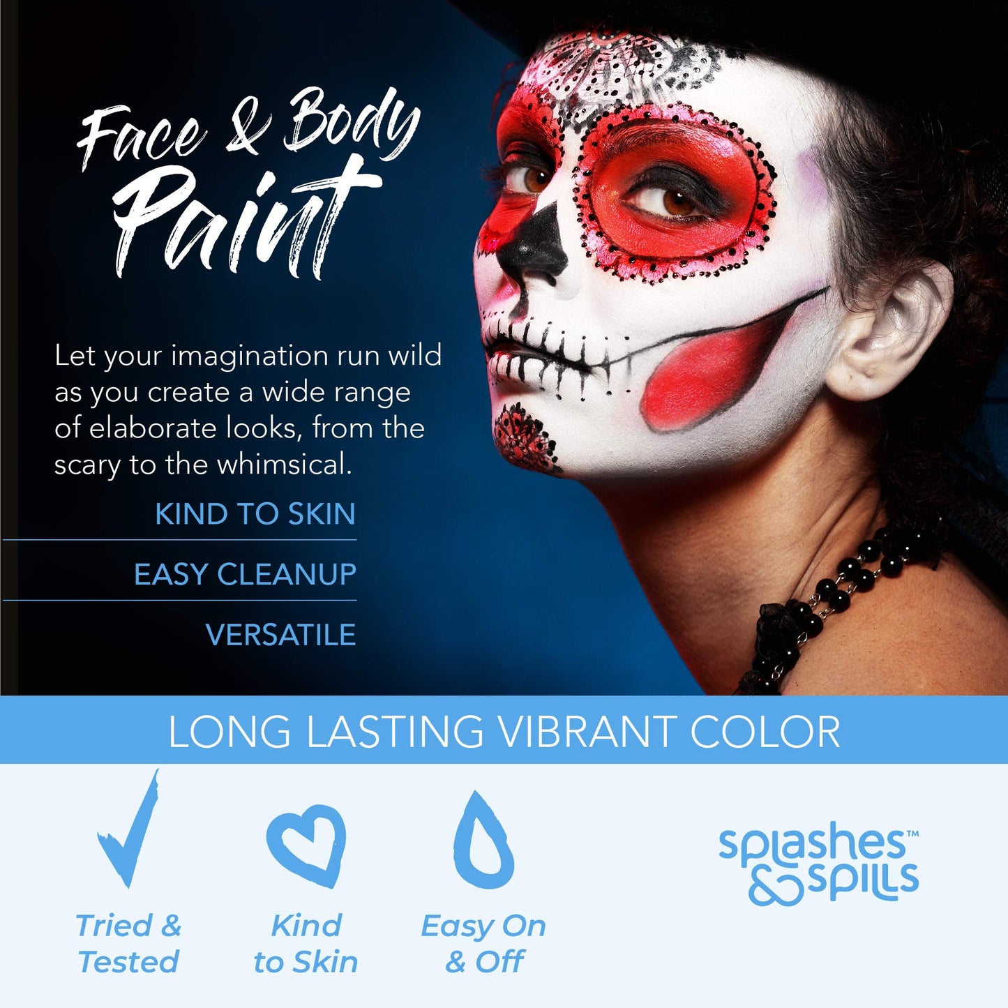 Water Activated SFX Face and Body Paint - Red Face Paint, Special Effects Makeup 18g Cake Tub - Pretend Costume and Dress Up Makeup - Great