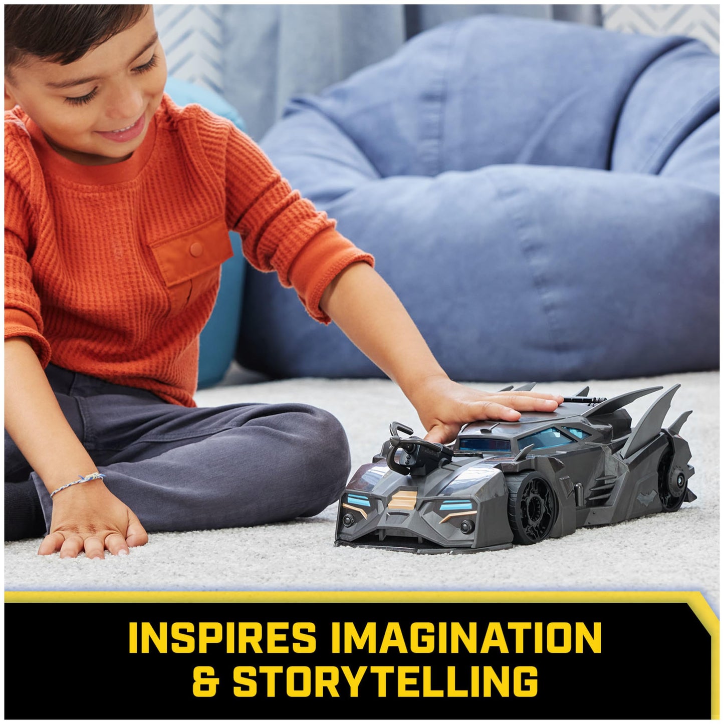 DC Comics Crusader Batmobile Playset – Includes Exclusive 4" Batman Figure & 3 Super-Villain Paper Figures, Kids Ages 4+