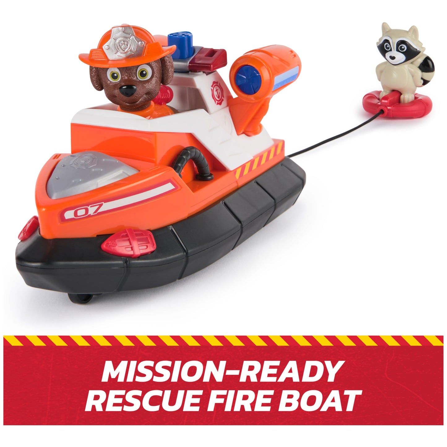 Paw Patrol Fire Rescue: Zuma Rescue Fire Boat with Action Figure, Launching Lifesaver, Raccoon & Toy Boat, Kids Toys for Boys & Girls Ages 3 and Up