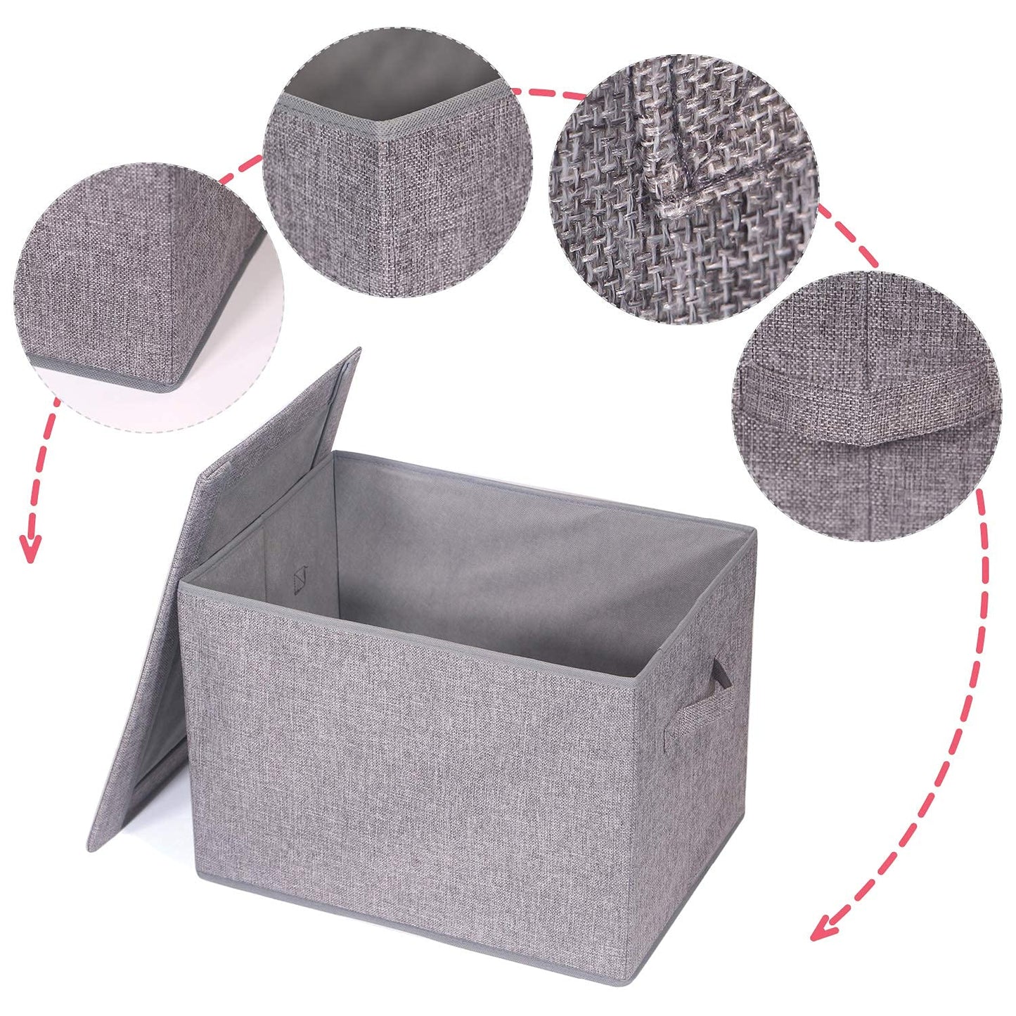 TENABORT 4 Pack Large Foldable Storage Box with Lids Fabric Storage Cube Organizer Cloth Containers Bins Baskets for Closet Clothes Clothing Bed Room