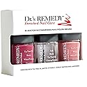 Dr’s Remedy 3 Pack Nail Polish Kit, ANNIVERSARY Kit, All Natural Enriched Nail Strengthener Non Toxic and Organic - BRAVE Berry/TOTAL Two-in-One