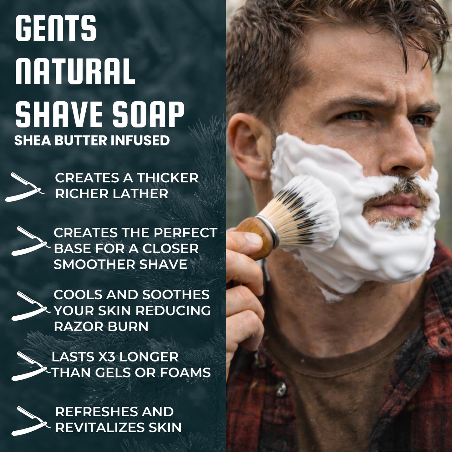 GENTS Timber & Lather Shaving Gift Set for Men - Wooden Brush, Shave Bowl with Lid, Razor & Brush Stand, Cedar Pine Shea Soap Beauty and Personal Care G.B.S
