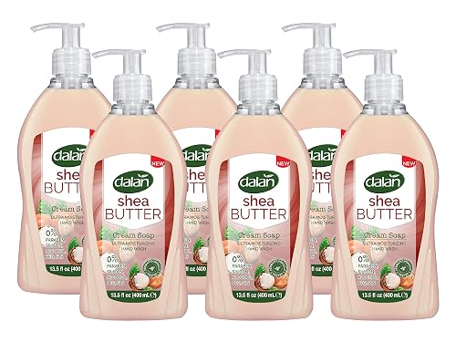Dalan Shea Butter Cream Ultra Moisturizing Liquid Hand Soap for Normal and Dry Hands Fresh Clean and Soft Feeling (13.5 Fl Oz / 400 mL (Pack of 6))