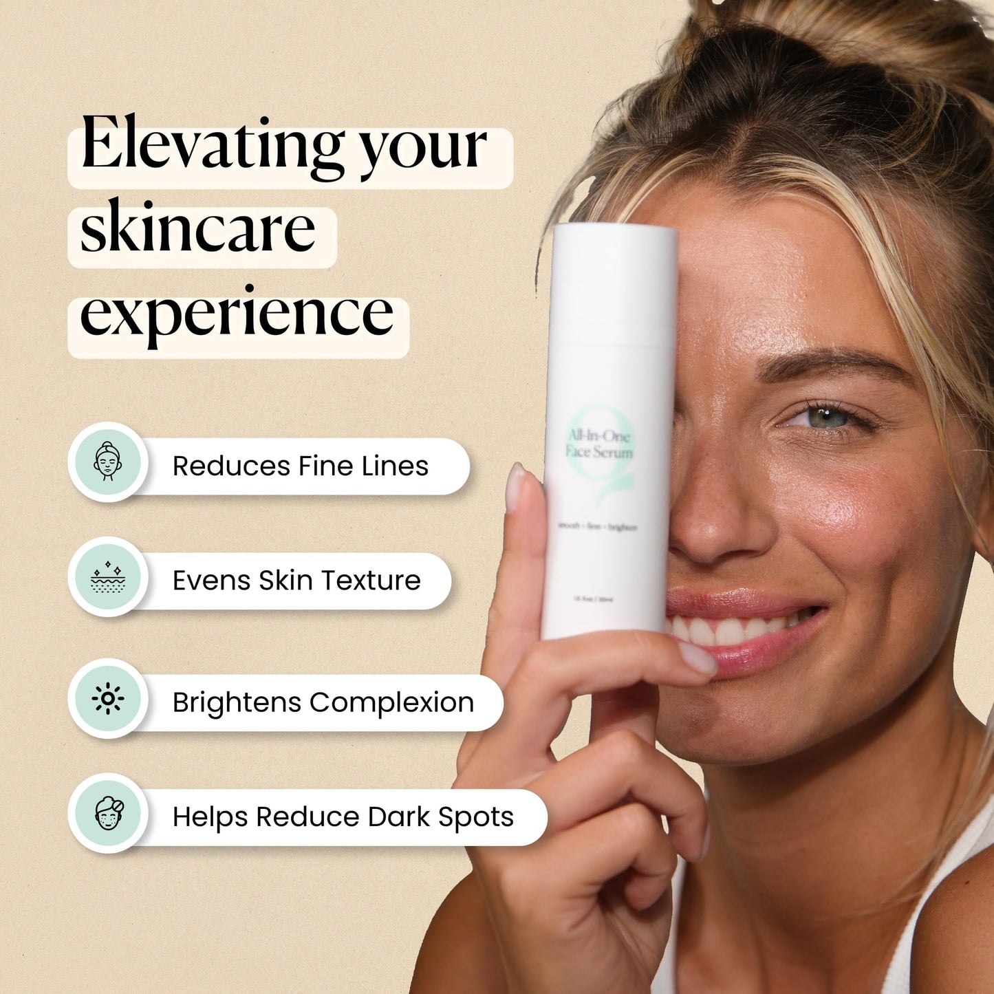 Qure All In One Hyaluronic Acid Serum for Face, Facial Serum With Niacinamides, Retinol, Lactic & Mandelic Acid, Bakuchiol, Peptides & Vitamin C