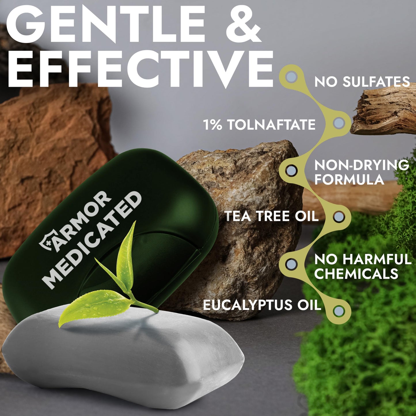 Antifungal Soap | Medicated Jock Itch Treatment, Fights Ringworm & Athlete's Foot | Soothing Tea Tree & Eucalyptus | 1% Tolnaftate for Effective Beauty and Personal Care Terramed Just Think Comfort