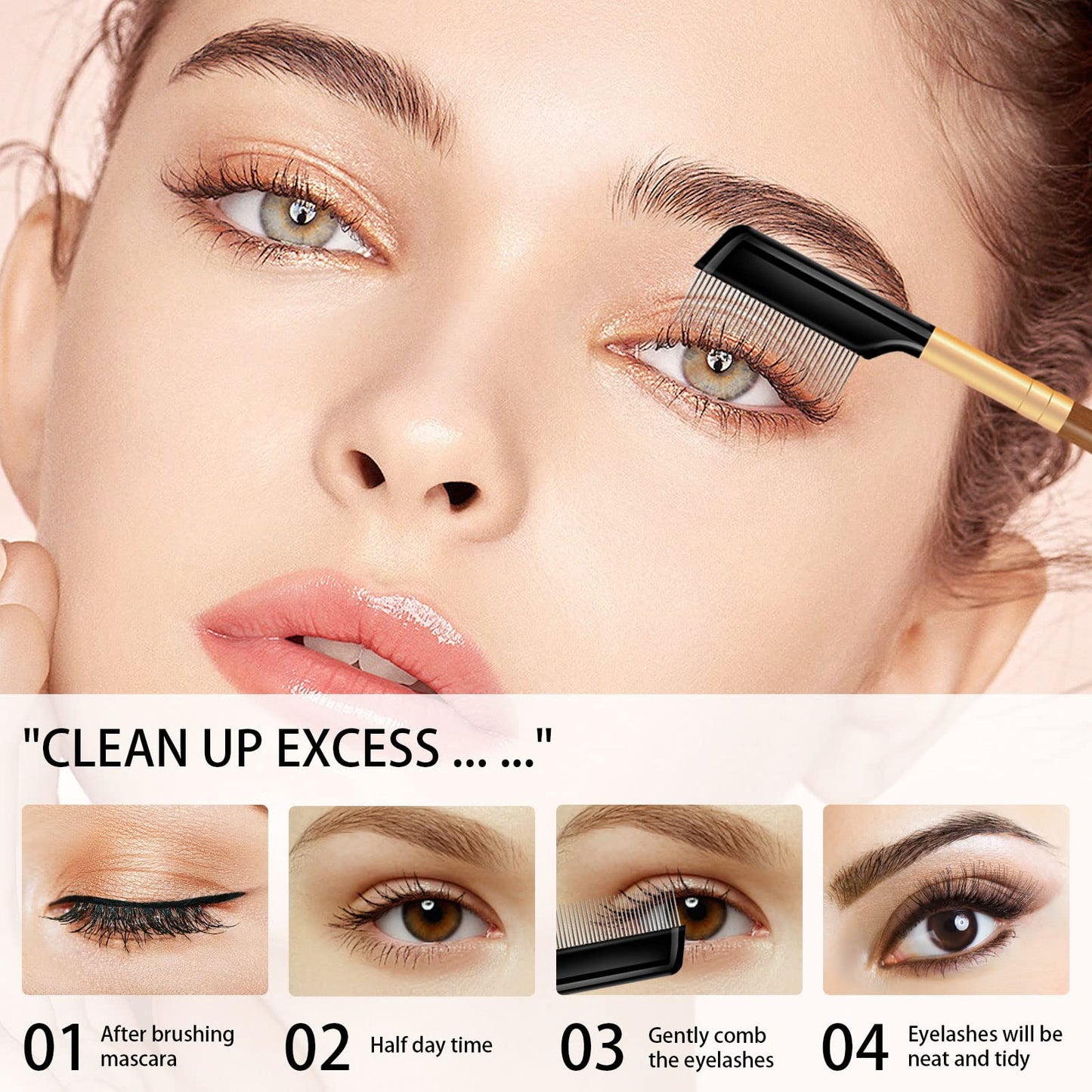 Eyelash Comb-Eye Lash Separator Tool, Mascara Applicator-Eye Lash Comb Separator for Separating and Combing Lashes with Comb Cover Eyebrow Brush