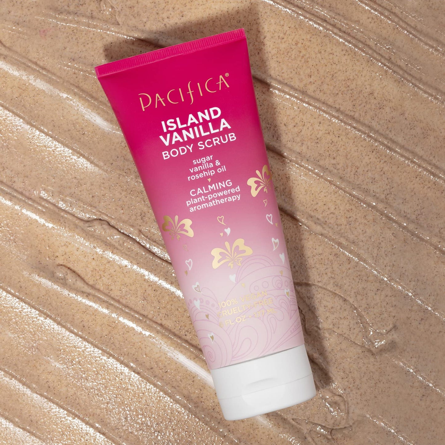 Pacifica Body Scrub - Sugar Island Vanilla Full Body Wash - Exfoliating & Moisturizing w/ Rosehip Oil - Coconut & Vanilla Scented - Clean Beauty Vegan