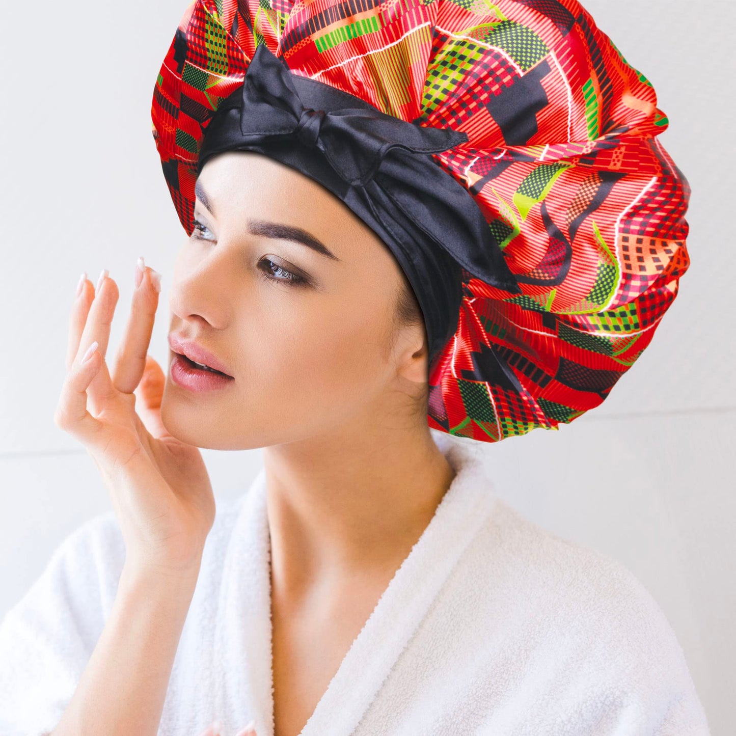DONNA Large, Extra Large Adjustable Tie Satin Bonnet Sleep Cap 1pc Satin Headband Around Hairline & Nape Area Hair Accessories Night Cap Shower Caps