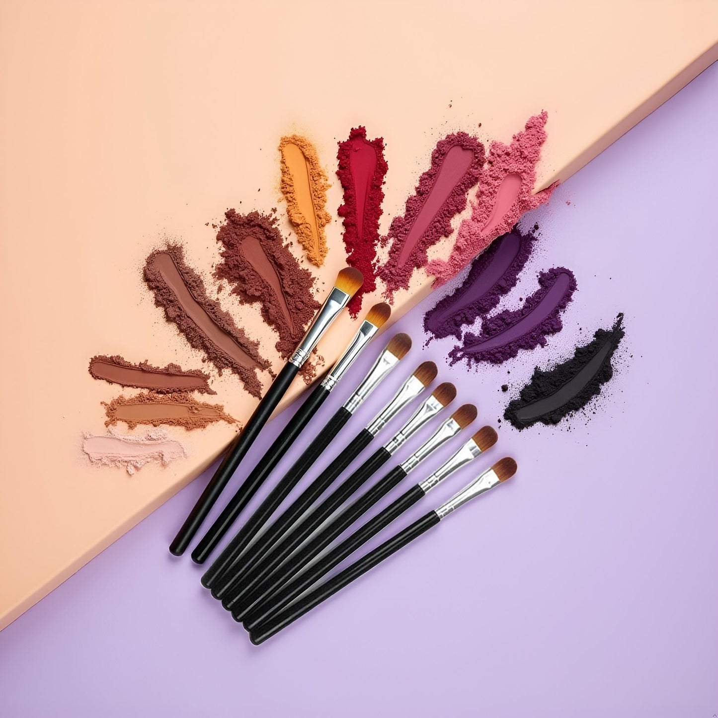6Pcs Black Professional Shader Eyeshadow Brush - All Over Short Flat Shader Eye Makeup Brush with Dense Rounded Natural Hair Bristles to Pack Eye