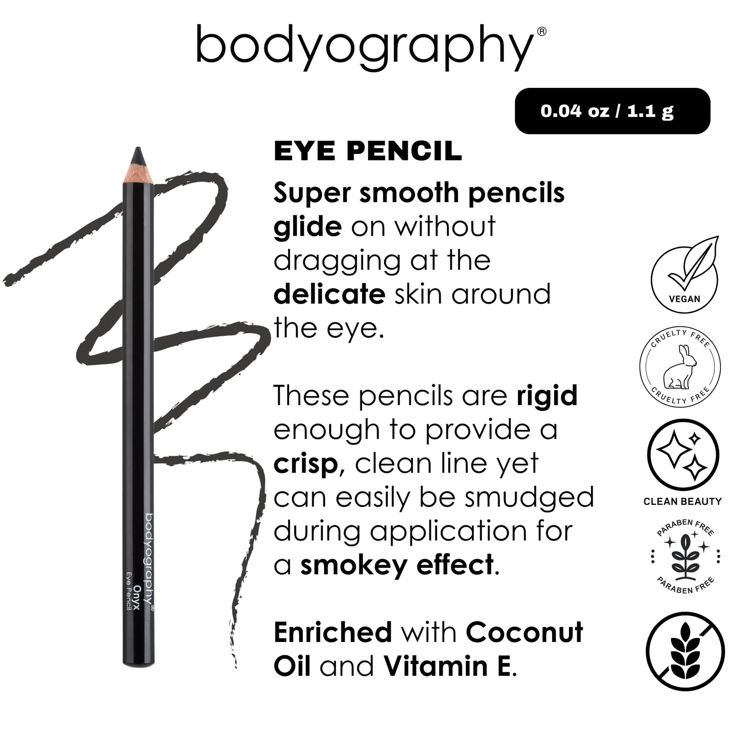 Bodyography Cream Eye Pencil, Virgin - White Wooden Eyeliner for Eyes & Eyebrows, Long-Lasting Cruelty-Free Coconut Oil Cosmetic Liner