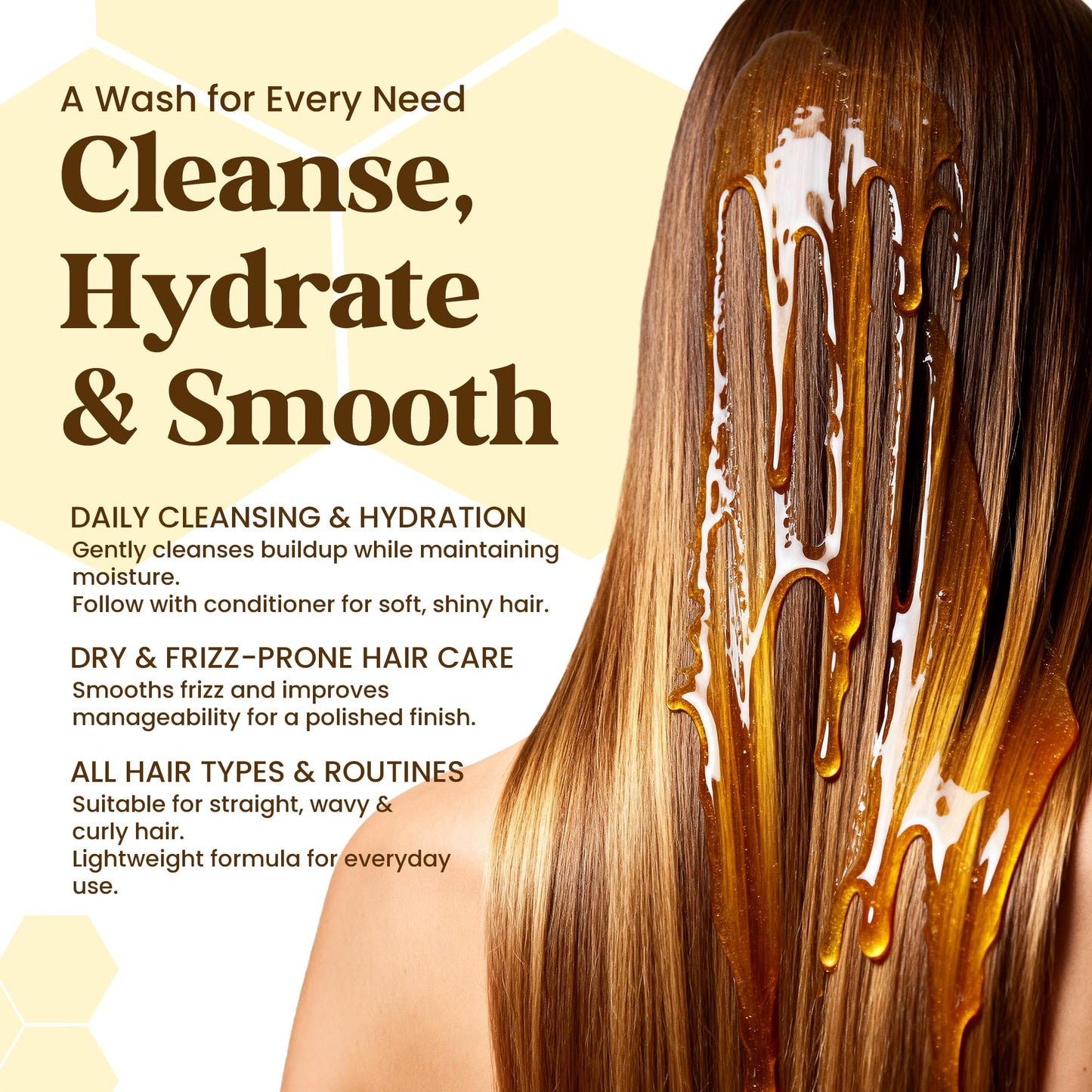 Herbishh Honey Shampoo & Conditioner Set (300 mL Each) Cleansing Shampoo for Buildup with Hydrating Conditioner for Dry & Damaged Hair, Shine