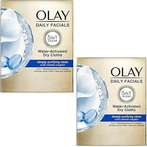 Olay 2-in-1 Combination/Oily Daily Facial Cloths, 33-Count (Pack of 2)