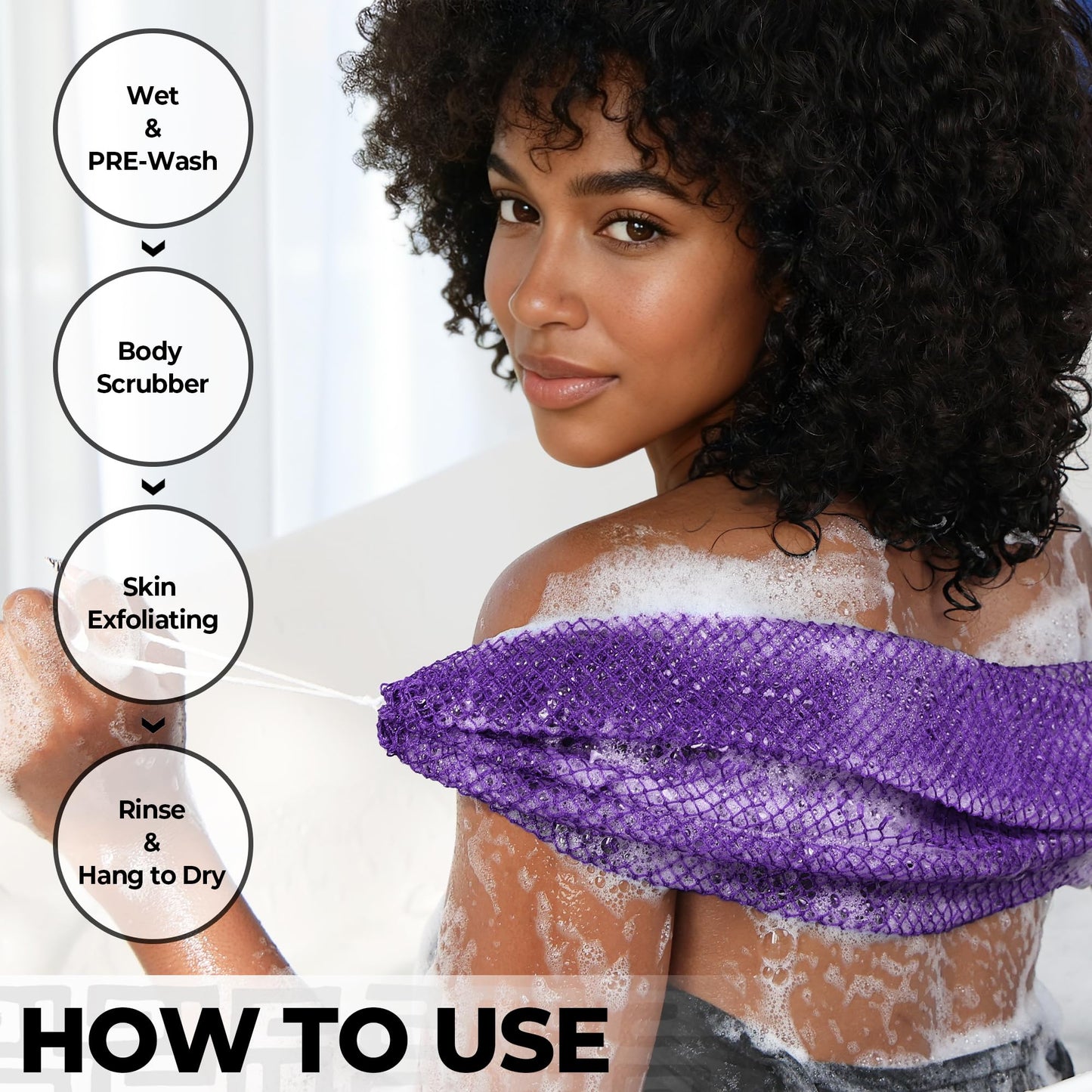 African Net Sponge Authentic - 2 Pieces Exfoliating Body Scrubber Bath Sponge - Loofah Washcloth Back Scrub for Shower Body Exfoliator - Face & Skin Beauty and Personal Care RelaxScene