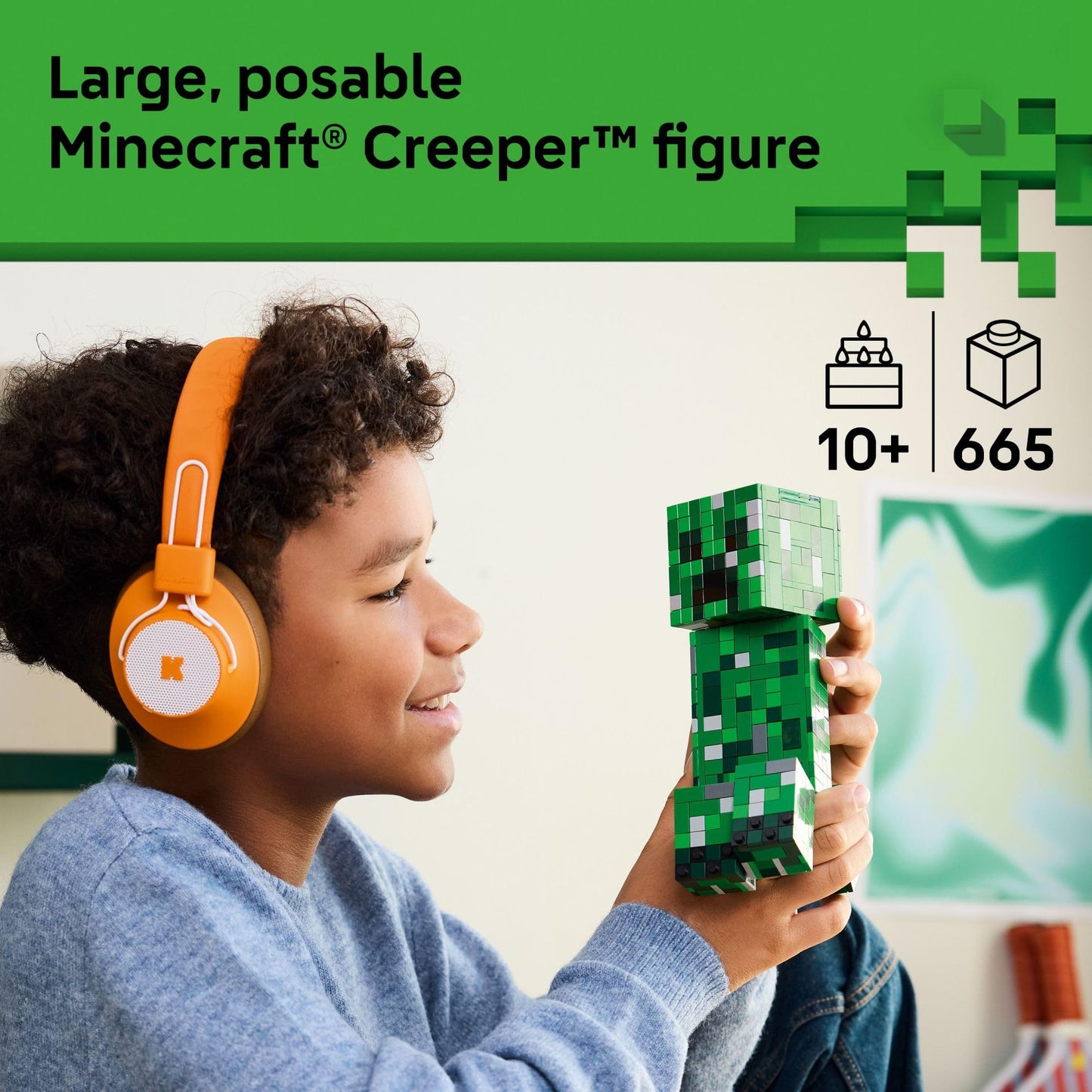 LEGO Minecraft The Creeper Action Figure 21276, Poseable Buildable Toy with Classic Minifigure, Fun Gift & Room Decor for Gamers Ages 10+