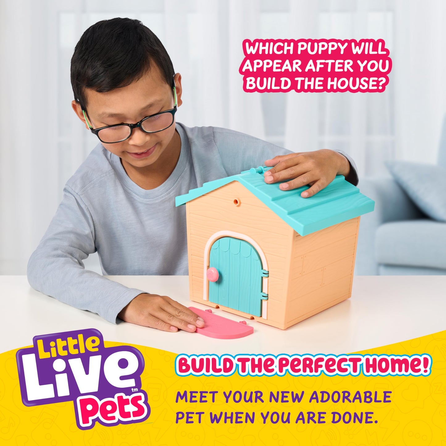 Little Live Pets My Puppy's Home Mini Playset, Orange, Play Dog with Building Dog House Toys, Customizable Puppy Plush Toy for Kids of Ages 5+