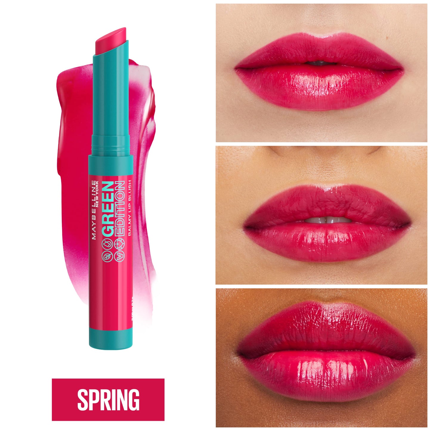 Maybelline Green Edition Balmy Lip Blush, Formulated With Mango Oil, Spring, Fuschia Pink, 1 Count