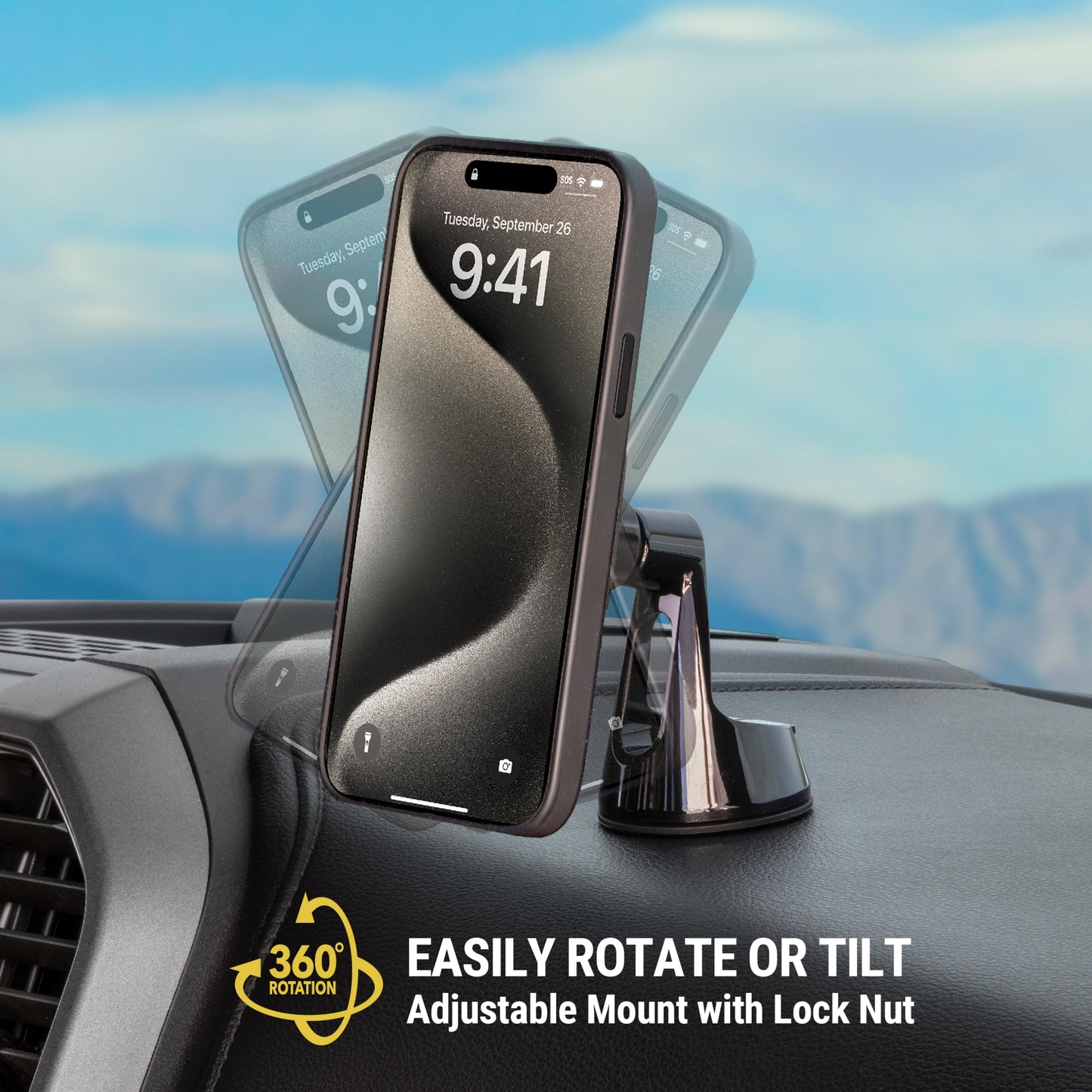 Scosche MagicMount Pro MS 3-in-1 Magnetic Phone Mount, Hands-Free Cell Phone Holder for Car Dashboard/Windshield/Vent Compatible with iPhone…