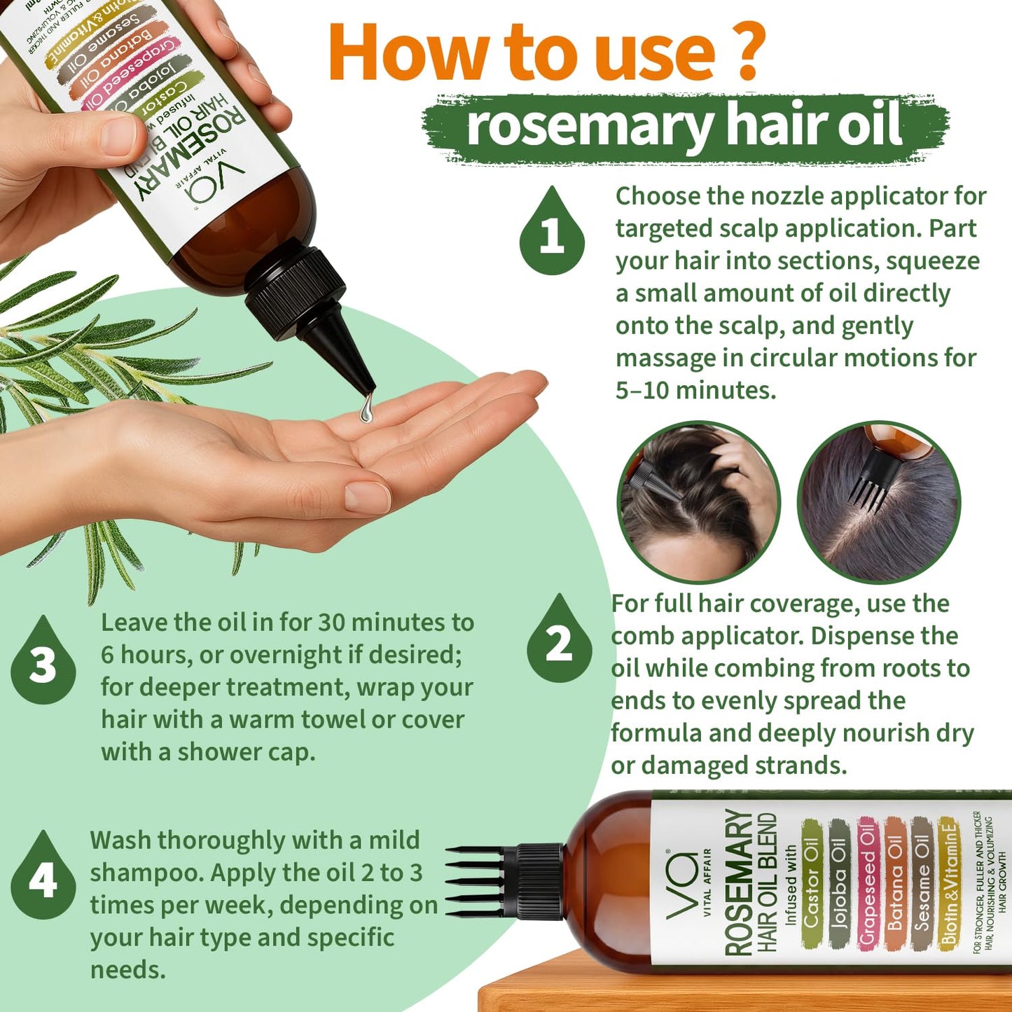 VITAL AFFAIR Blend Of Pure Rosemary Oil For Hair Growth With Castor, Batana, Jojoba Oil-Infused With Biotin & Vitamin E-Blend of Effective Hair Oils Beauty and Personal Care VITAL AFFAIR