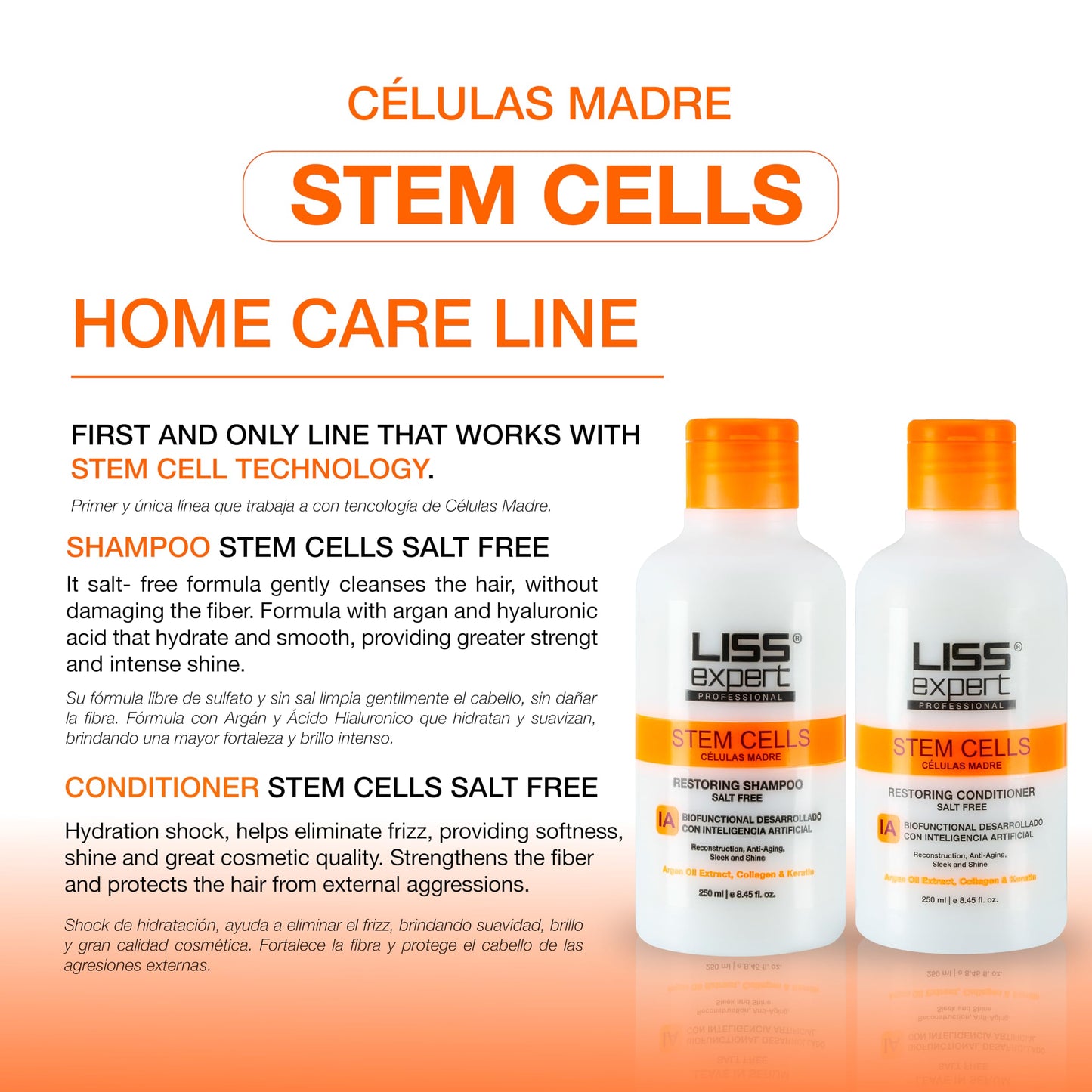 Liss Expert Professional Stem Cells Hair Smoothing Treatment Kit 8.45 oz with Titanium Flat Iron DEAL (250 ml Complete Set)