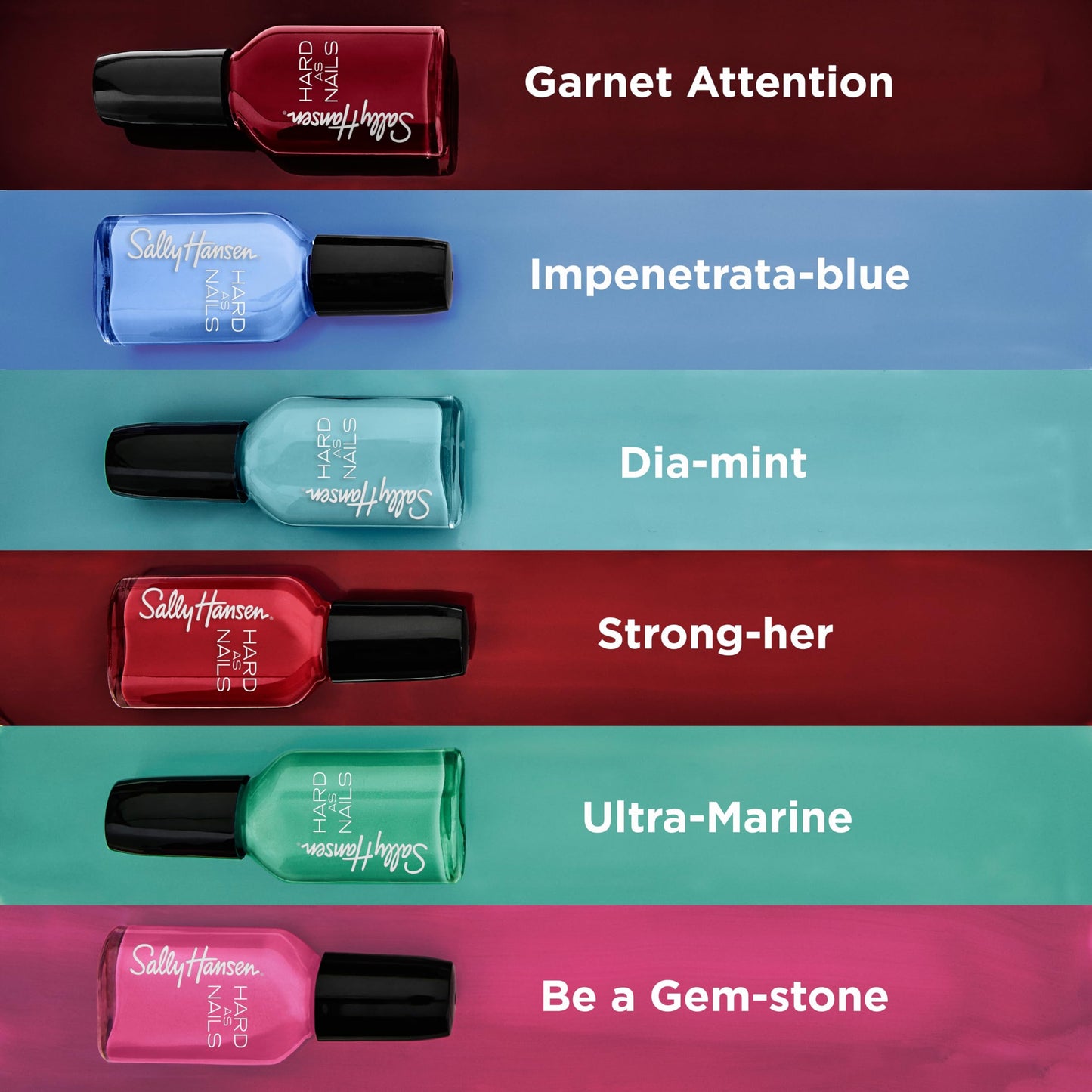 Sally Hansen Hard as Nails, Heart of Stone, Long Lasting, Chip Resistant, Opaque, Shiny Pink Nail Polish