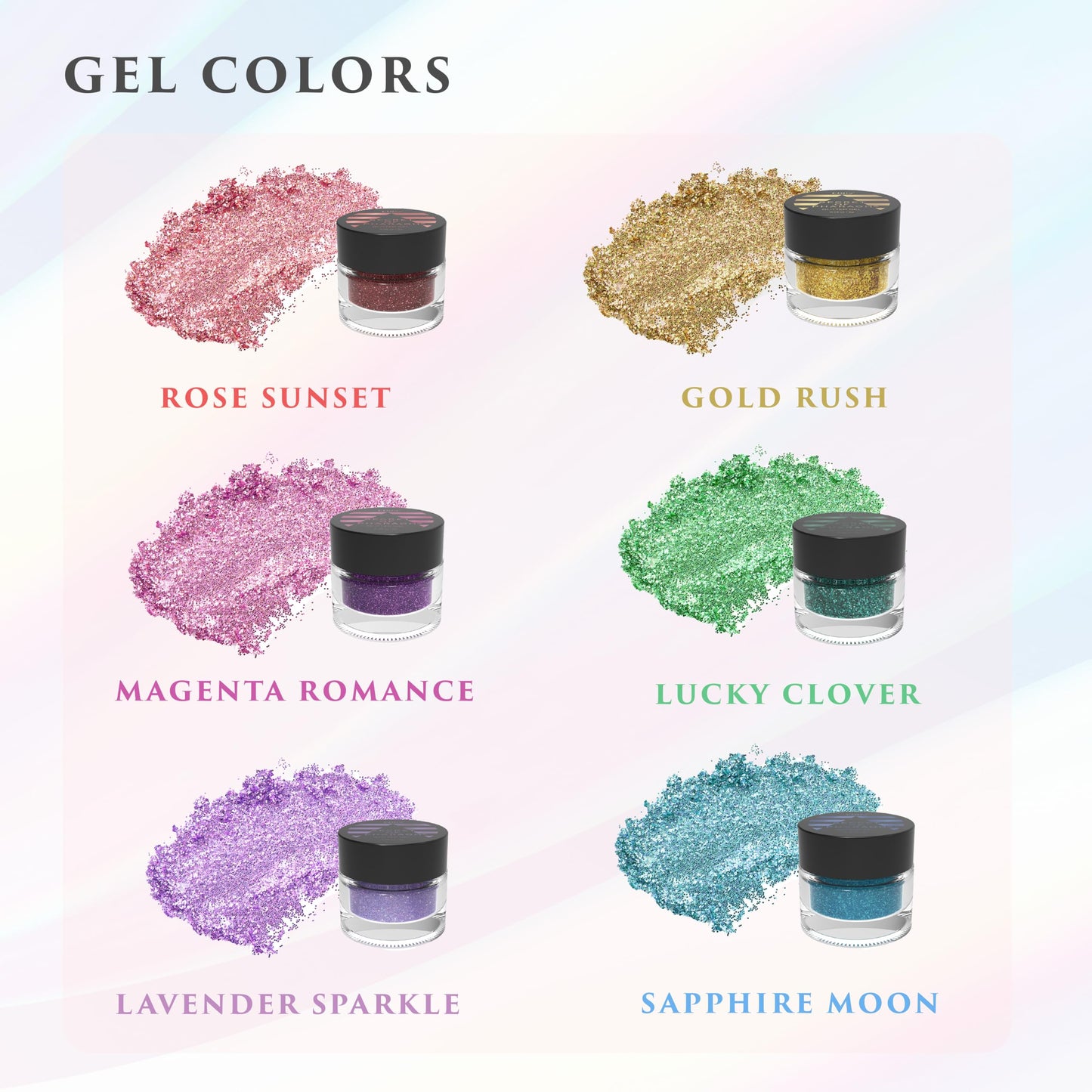 Dazzle and Delight: Secret of Pharaoh Glitter Gel for Hair, Body and Face - Gold Rush | 6 Vibrant Colors, Long Lasting Sparkles, Ideal for Parties