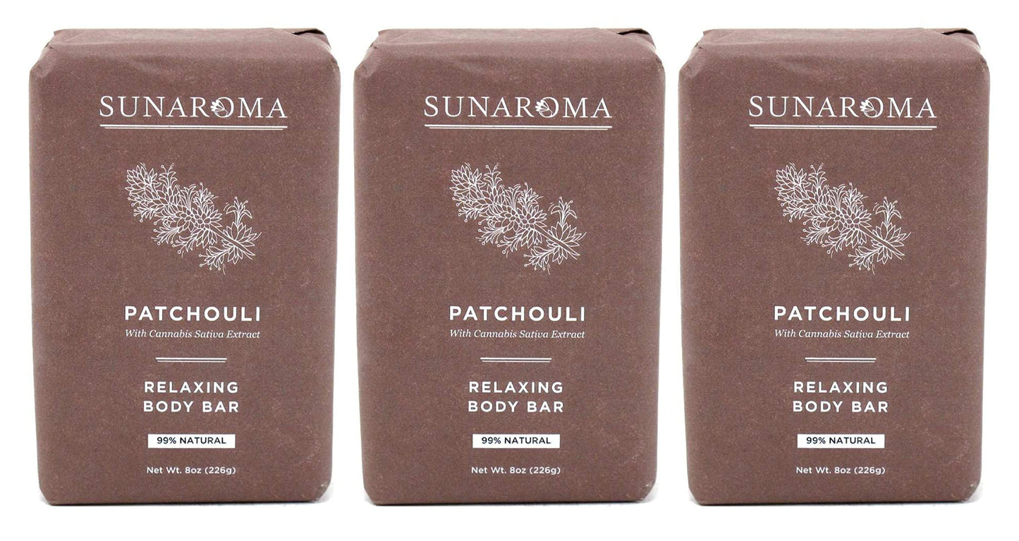 Sunaroma Soap Bar Patchouli 8 Ounce (Pack of 3)