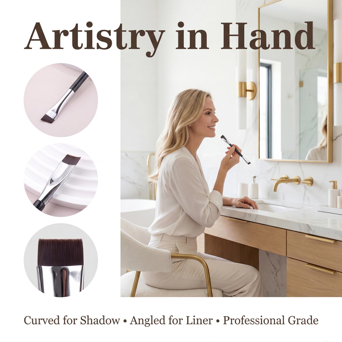 The Double-headed Arc Brush Special Curved Brush Head Creates Perfect Eyeliner and Eye Shadow?E48-2?