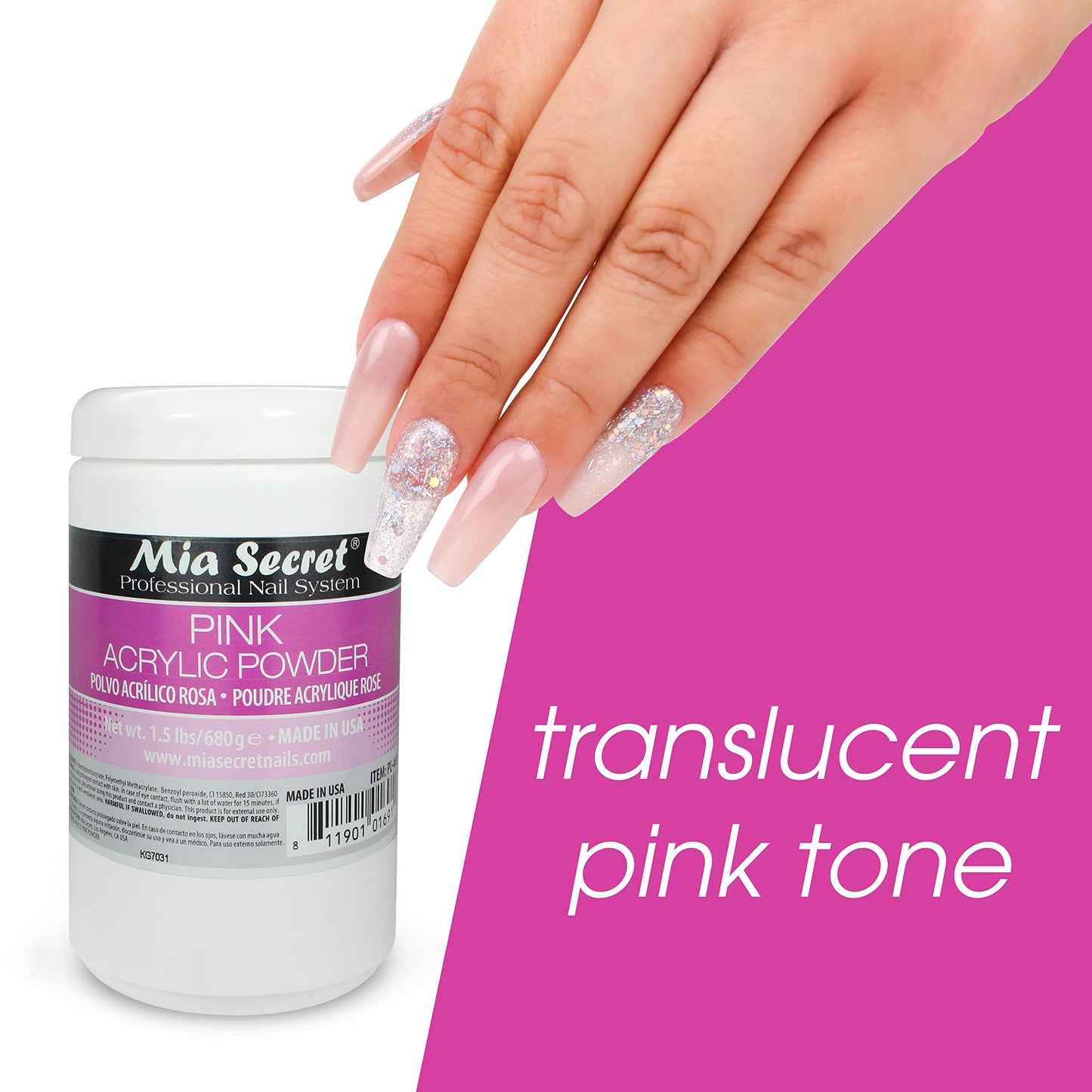 Mia Secret pink Acrylic Powder 1.5 lbs - Made in USA Beauty & Personal Care Mia Secret