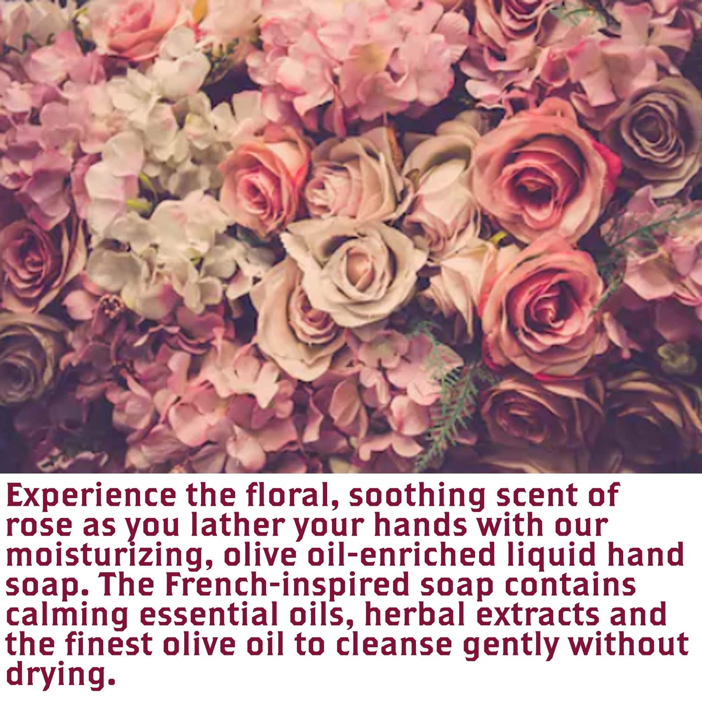 Olivia Care Liquid Hand Soap Rose & Essential Oils. All Natural - Cleansing, Germ-Fighting, Moisturizing Hand Wash for Kitchen & Bathroom - Gentle