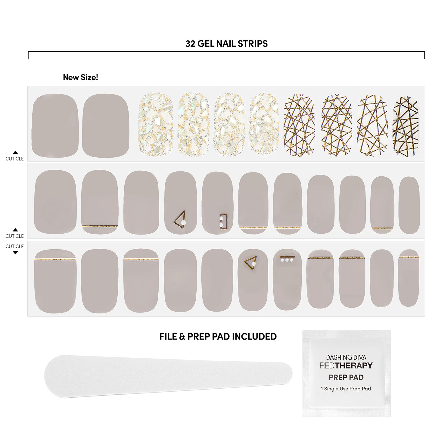 Dashing Diva Gloss Nail Wraps - All Lined Up | UV Free, Chip Resistant, Long Lasting Gel strips | Contains 32 Strips, 1 Prep Pad, 1 File Beauty & Personal Care Dashing Diva