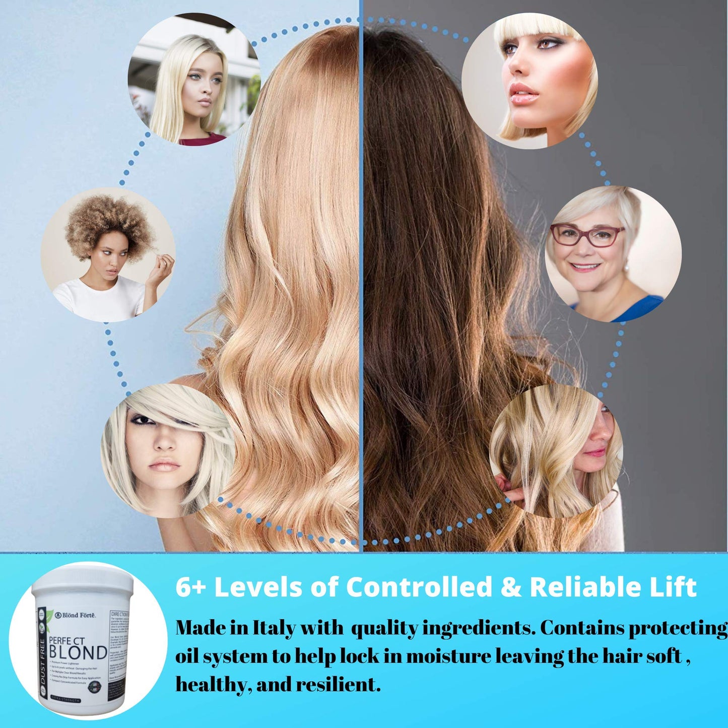 1.1 Pound Tub (17.6 Ounce) Perfect Blond Extra Strength Professional Hair Dye Toner Lightener Bleach - Made in Italy