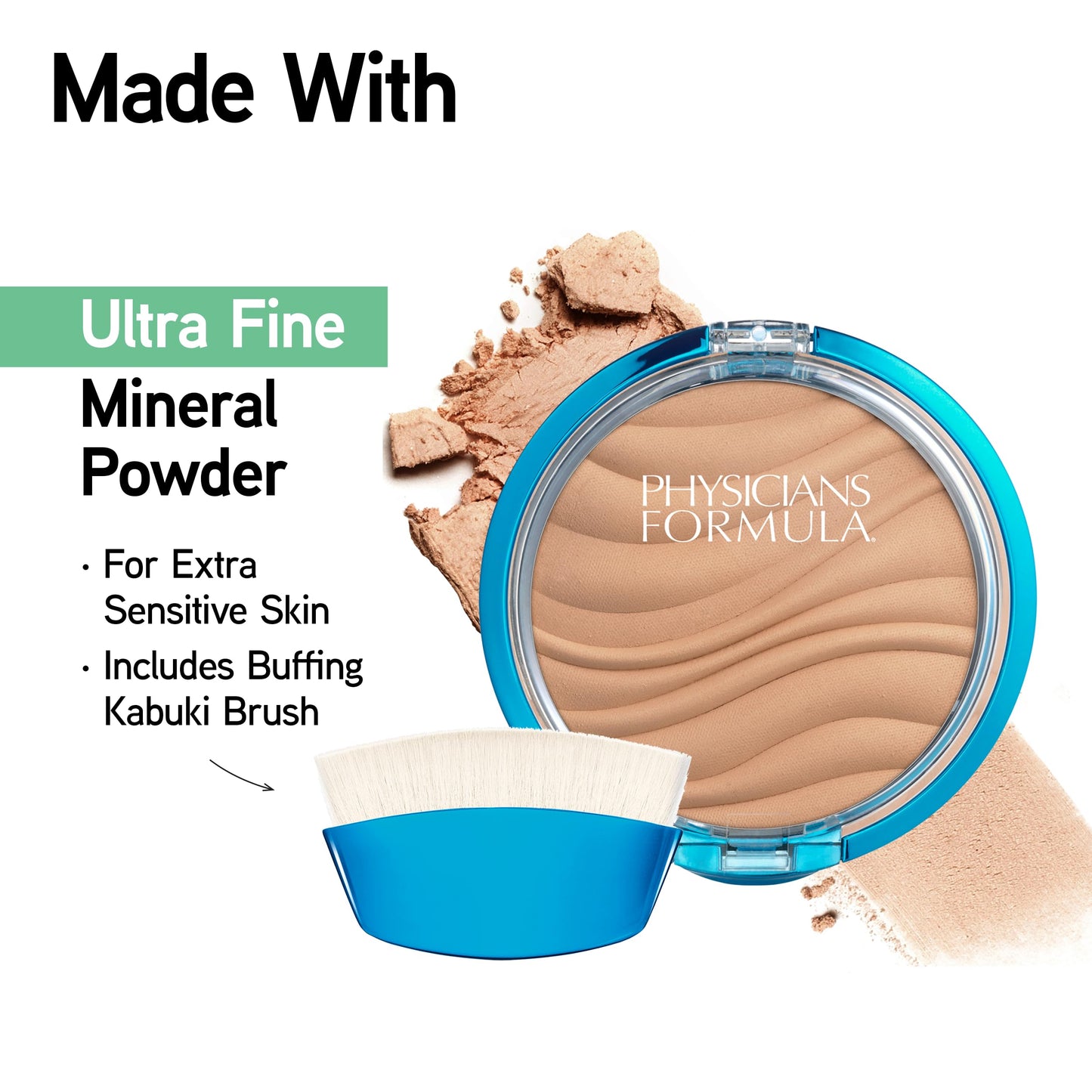 Physicians Formula Mineral Wear Talc-Free Airbrushing Pressed Powder, Full Coverage Mineral Face Powder for Sensitive Skin - Beige