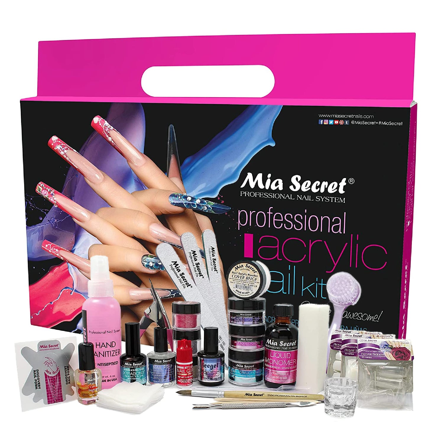 Mia Secret Professional Acrylic Nail Kit – Complete Beginner Set with Everything for Acrylic Nails, Full Kit de Uñas Acrílicas Completo