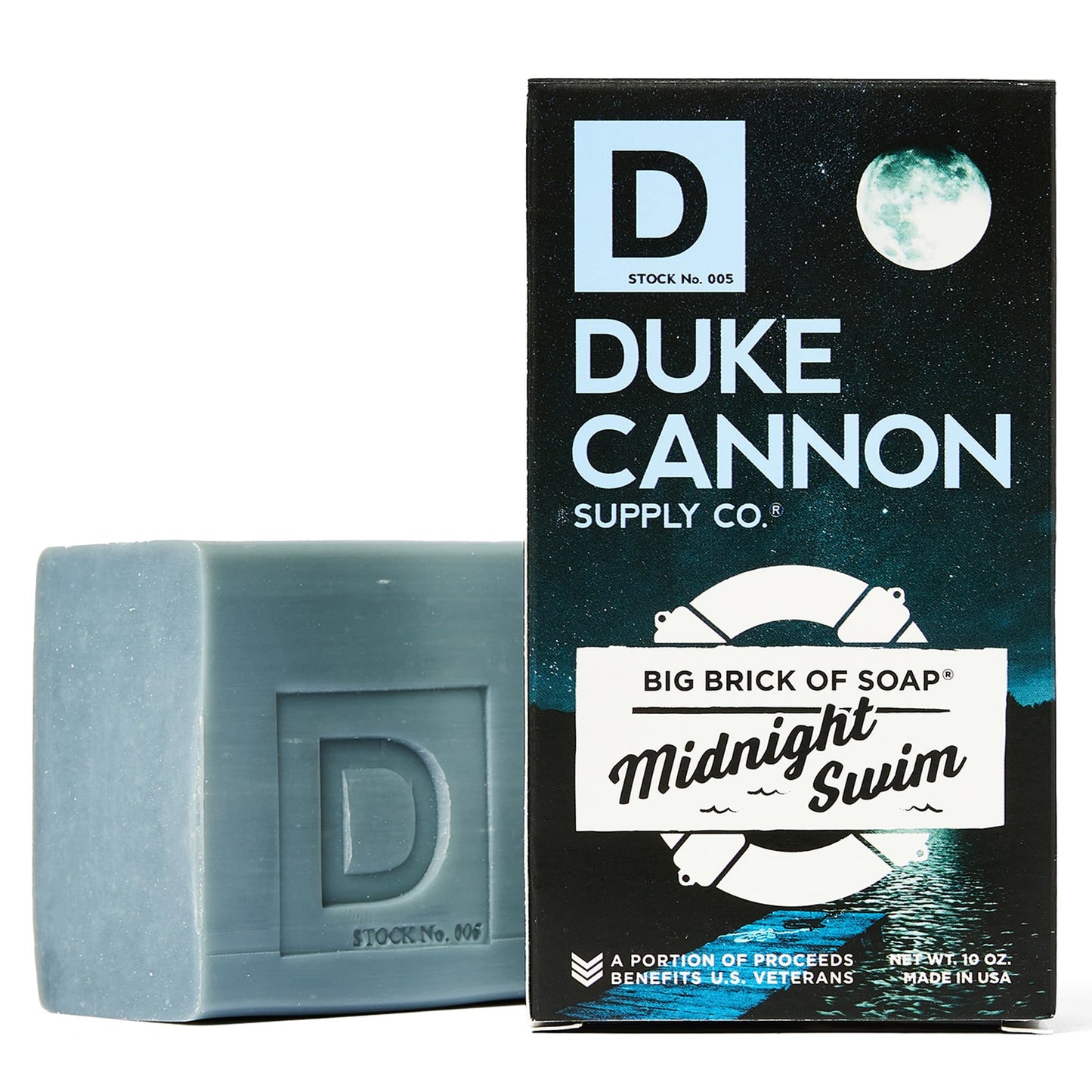 Duke Cannon Supply Co. Big Brick of Soap for Men - Midnight Swim Fresh Water Scent, Extra Large 10 oz Bars, 3-Pack
