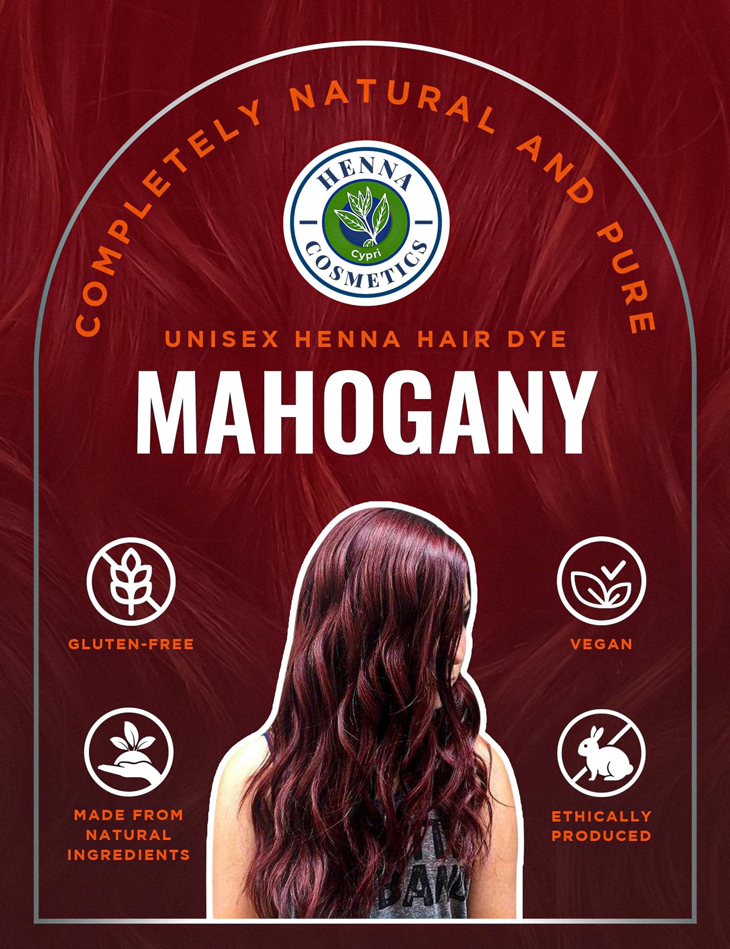 Henna Cosmetics Henna Hair Dye, Mahogany, 100g + Free 50g Henna